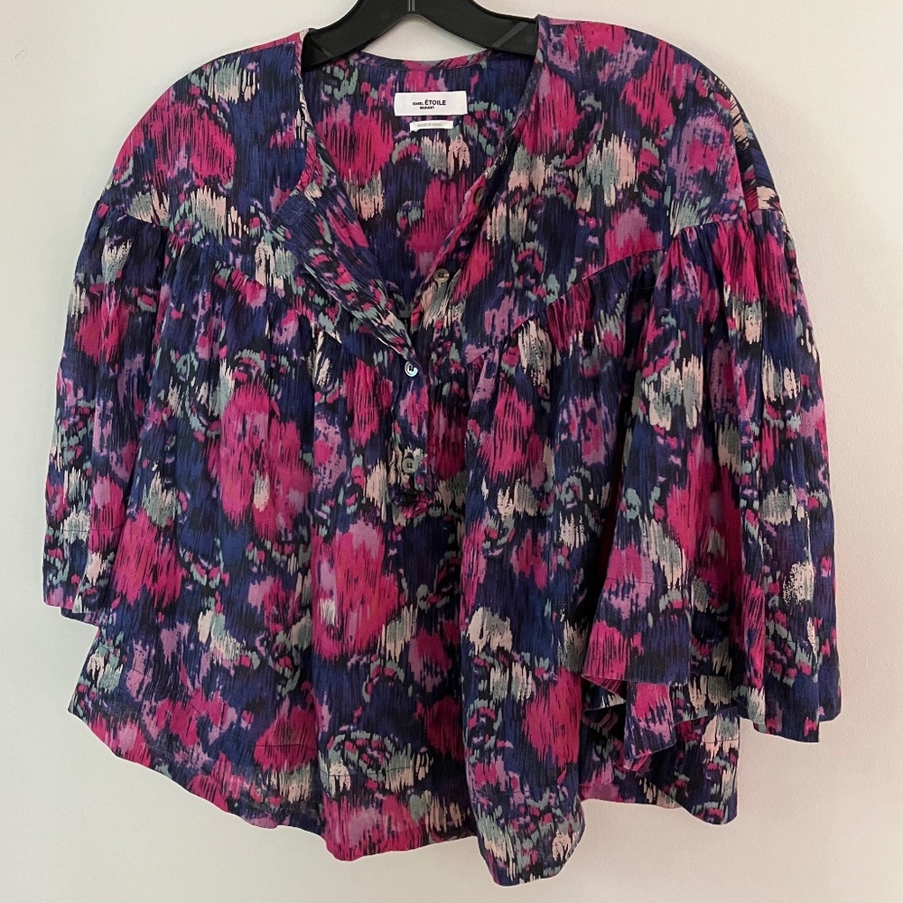 Isabel Marant "Miranda" Floral Peasant Light Cotton Blouse 42 8 10 12 L